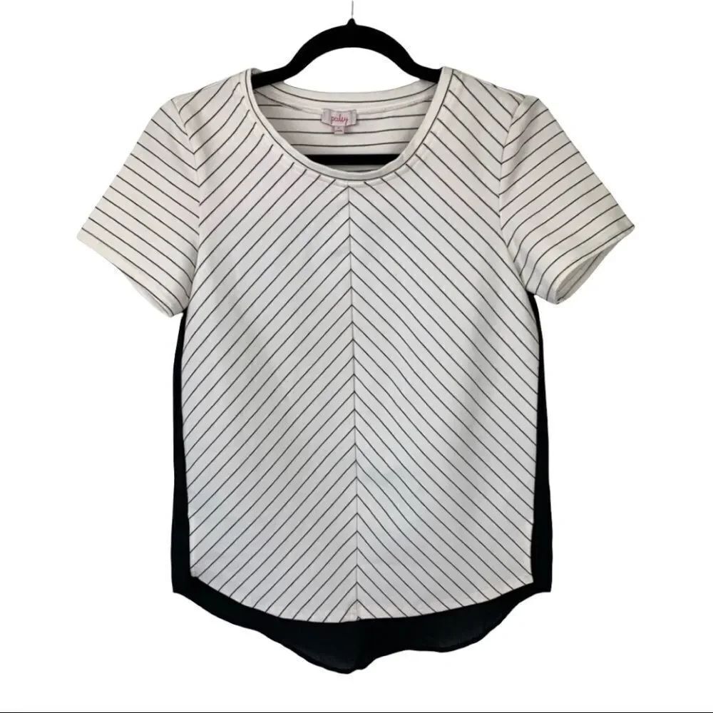 Stritchfix Pixley white black stripe sheer back xs